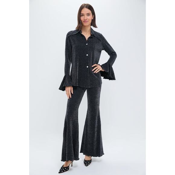 SLEEPER Black Cosmos Lurex Lounge Suit with Pants Size S NWT Retail $320 - Picture 1 of 6
